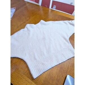 Wit & Wisdom Cream Fuzzy Eyelash Knit Sweater XS Batwing Dolman Sleeve Cropped